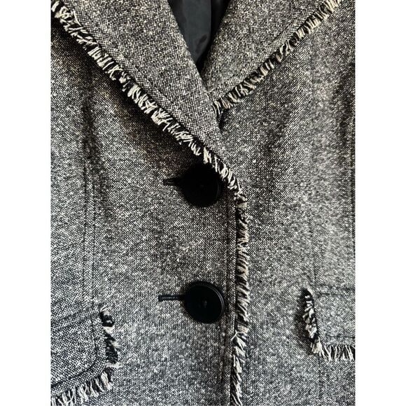 Caslon Womens Silk Wool Fringe Gray Button Blazer Jacket sz 10 career academia - Picture 3 of 10